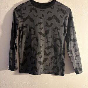 Cat & Jack Bat Print Long Sleeve Shirt Boys Size S 6/7 Halloween Graphic Tee